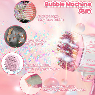 Bazooka Bubble Machine Gun | Soap Spray 69 Holes Gun